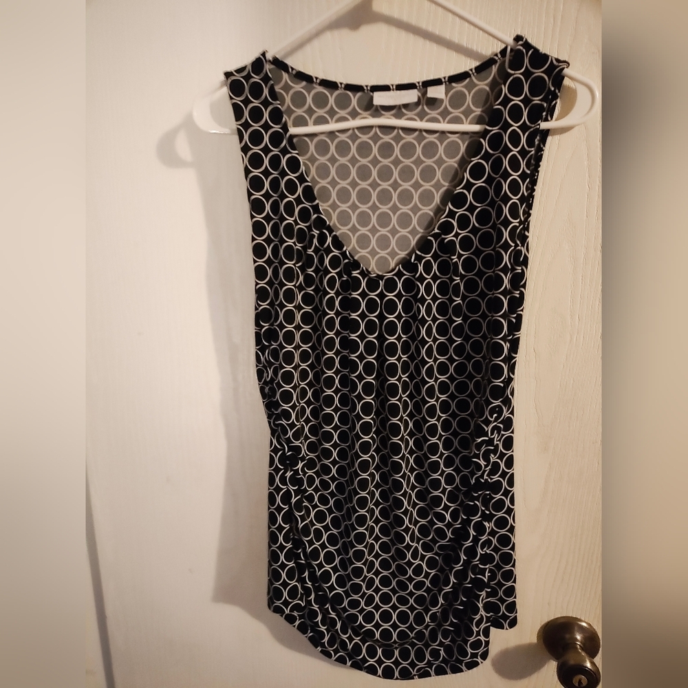 New York & Company Black and White Circle Tank Top